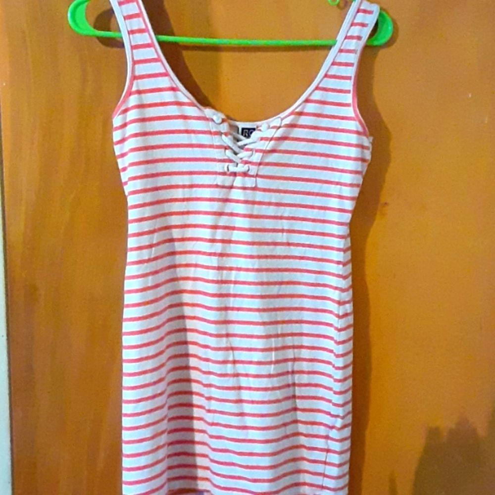 Roxy Peach and White Striped Top